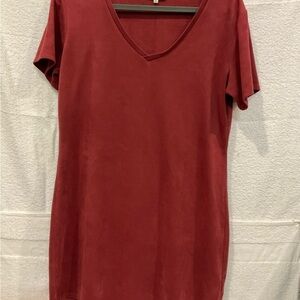 Another Love Deep Red V-Neck Dress